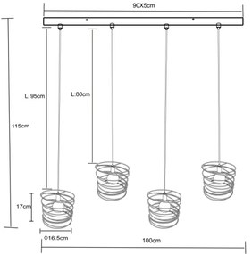 Globo 15640-4H - Luster na lanku TILLY 4xE27/60W/230V čierny