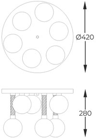 Zuma Line C0583-06D-2GHF - Prisadený luster MIDA 6xG9/6W/230V mosadz