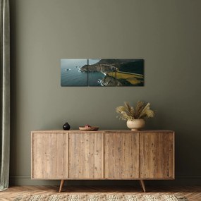 Obraz - Útes v oceáne (s hodinami) (90x30 cm)