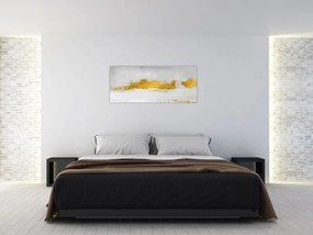 Obraz - Zlaté a šedé ťahy (120x50 cm)