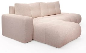 Rozkladacia rohová čalúnená sedacia súprava ALMADA v tvare L s úložným priestorom, ľavé prevedenie, ružová