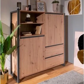 Vysoká skrinka Denver, dub artisan/antracit%