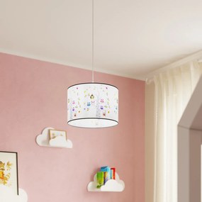 Detské závesné svietidlo Owls, 1x plastové tienidlo so vzorom, (fi 30cm)