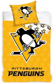 Hokejové posteľné obliečky NHL Pittsburgh Penguins Shields - 100% bavlna Renforcé - 70 x 90 cm + 140 x 200 cm