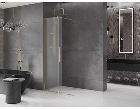 Mexen Velar, sprchová zástena s posuvnými dverami Walk-in 90 x 200 cm, 8mm sklo námraza, zlatá lesklá, 871-090-000-33-50