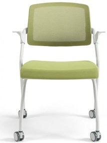 Konferenčná stolička na kolieskach Bestuhl U20 WHITE — viac farieb, stohovateľná Zelená