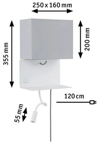 Paulmann 78913 - LED/2,5W + 1xE27/40W Nástenné svietidlo s USB MERANI 230V