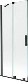 Mexen Velar dvojkrídlové rozťahovacie vaňové paraván 80 x 150 cm, transparentné, čierne - 896-080-000-01-70