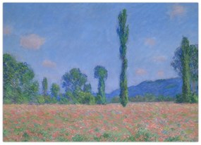 Sklenený obraz - Claude Monet, Poppy Field (Giverny), reprodukcia (70x50 cm)