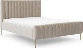 Čalúnená posteľ Nicole 160x200 - béžový velvet Velluto 2 / zlaté nohy