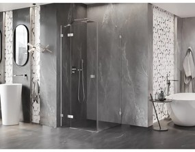 Mexen Lunar, výklopný sprchový kút ľavý 80 x 80 cm, 8mm číre sklo, chrómový profil, 834-080-080-01-00-L