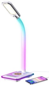 Immax 08988L - LED RGBW Stmievateľná stolná lampa s Qi nabíjaním 30W/230V biela