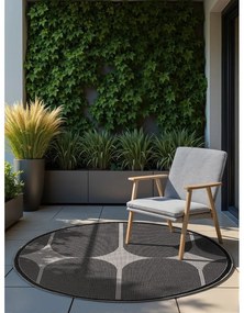 Čierno-biely okrúhly vnútorný a vonkajší koberec ø 160 cm Duet Bowen – NORTHRUGS