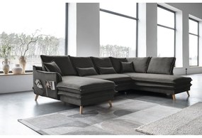 Tmavosivá rozkladacia rohová pohovka (pravý roh/do tvaru "U") Charming Charlie – Miuform