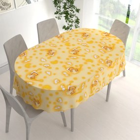 Biante Detský bavlnený oválny obrus Sandra SA-727 Spiace medvedíky na žltooranžovom 60x100 cm