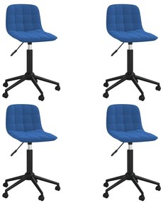 Otočné jedálenské stoličky 4 ks modré zamatové 3086881