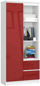 Regál R11 R80 1D 2SZ CLP biely / červený lesk