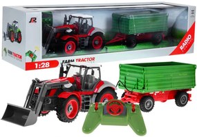 RAMIZ Traktor s prívesom RC 1:28 červeno-zelený RTR