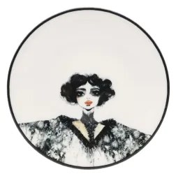 Jedálenská sada 4 ks čierna/biela/porcelán