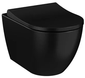 Závesná toaleta s doskou softclose VitrA S60 čierna mat zadný odpad 7510-083-6319