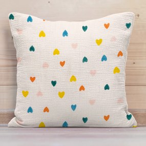 Biante Mušelínová obliečka na vankúš MSN-037 Srdiečka na krémovo bielom 60 x 60 cm