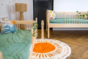 Detská poschodová posteľ s Montessori lôžkom z masívu borovice BOLEK - 200x90 cm - PRÍRODNÁ
