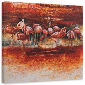 Gario Obraz na plátne Kŕdeľ ružových plameniakov Rozmery: 30 x 30 cm