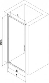 Mexen Exo, výklopné sprchové dvere 100 cm, číre sklo, zlatá, 8181-100-000-50-00