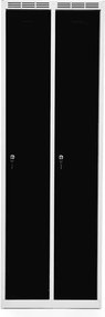 Kovová šatníková skriňa Trestles SS2M 1800x600x500 mm, 2 oddiely, čierne dvere Podnož: nožičky, Zámok: otočný