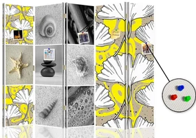 Gario Paraván Strom Gingko a mušle Rozmery: 180 x 170 cm, Prevedenie: Korkový paraván