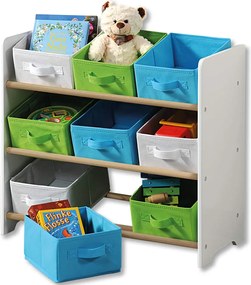 Kesper 2. akosť - Detský regál, organizér na hračky s 9 úložnými boxmi, modro-zelený
