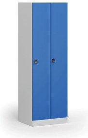 Kovová šatníková skrinka S1, 2-dverová, 1850 x 600 x 500 mm, kódový zámok, modré dvere