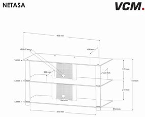 VCM TV stolík Netasa, číre sklo