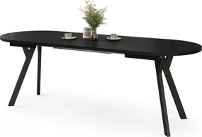 Mazzoni ALMO Čierny mat / čierne nohy - OVÁLNY ROZKLADACÍ STÔL 140-240 cm PRE 10-12 OSÔB
