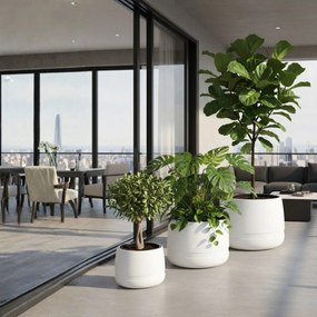 PLASTOVÝ KVETINÁČ LUNA VASE 35X30 CM BIELA