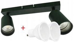 BERGE Stropné bodové svietidlo LED VIKI-X 2x GU10 - čierne + 2x LED žiarovka