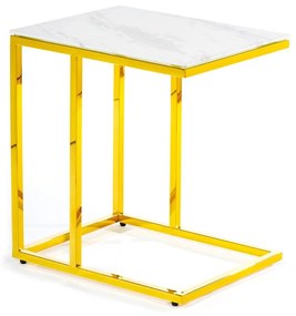 Odkladací stolík Lurus 40 cm zlatý/biely mramor