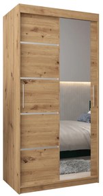 Šatníková skriňa 100 cm so zrkadlom Verika 2 100 (dub artisan). Akcia -49%. Vlastná spoľahlivá doprava až k Vám domov. 1063756
