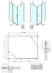 Polysan, Zoom Line obdĺžniková sprchová zástena 1500x900mm L/P varianta, ZL1315ZL3290