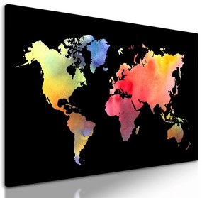 Obraz akvarelová mapa na čiernom pozadí