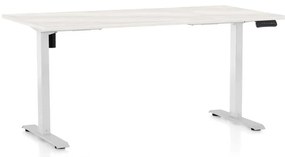 Výškovo nastaviteľný stôl OfficeTech B, 160 x 80 cm, biela podnož, biely jaseň