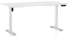 Výškovo nastaviteľný stôl OfficeTech B, 160 x 80 cm, biela podnož, biely jaseň