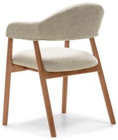 Čalouněná jídelní židle Sorento z masivu bouclé béžová/ořech