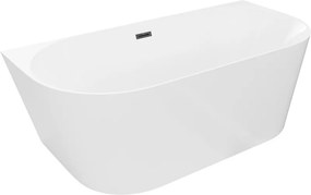Mexen Oval Slim, voľne stojaca vaňa ku stene 170 x 80 cm, biela lesklá, čierny matný prepad, 52661708000-70
