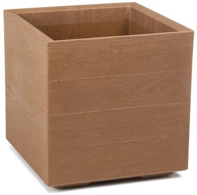 PLASTOVÝ KVETINÁČ NA KOLIESKACH BETONIQUE ECO 40X40 CM DREVENÝ DEKOR HNEDÁ