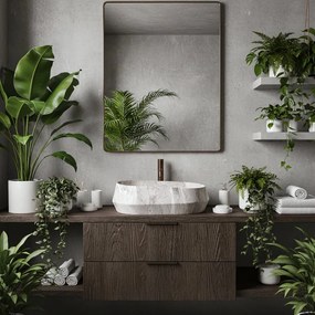 Rea Zoe Rock, umývadlo na dosku 550x355x170 mm, šedá-imitácia kameňa,  REA-U0643