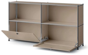 Kovový regál »CN3 Slim Line« s 2 nastaviteľnými výklopnými priečinkami, hnedosivý