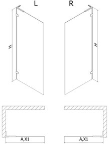Mexen Lunar L sprchová stena ľavá 50 x 200 cm, 8mm číre sklo, brúsená oceľ, 830L-050-000-97-00-L
