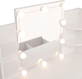 Toaletný stolík s LED osvetlením a zrkadlom, biely