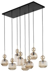 Závesný luster SOPHIA na lanku 8xE14/10W/230V čierna/dymovo-béžová